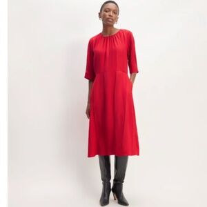 Everlane RED City Stripe Ruched DressSize 6/ 8